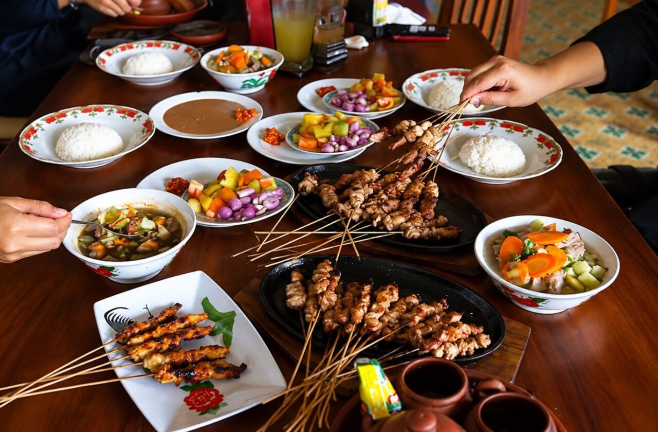 Sate kambing muda batibul Tegal Bang Awi hotplate