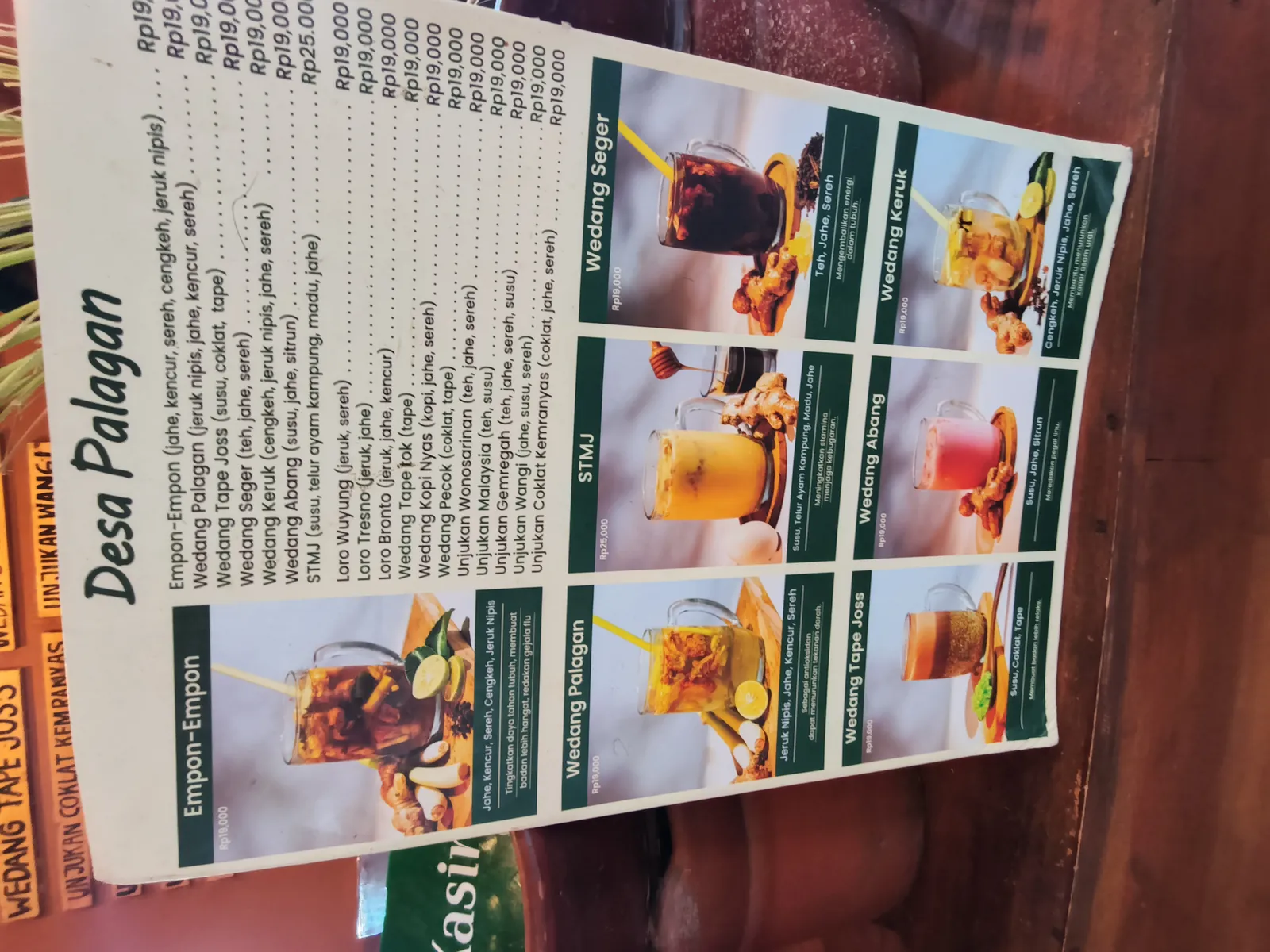 Papan menu wedang Desa Palagan Jogja